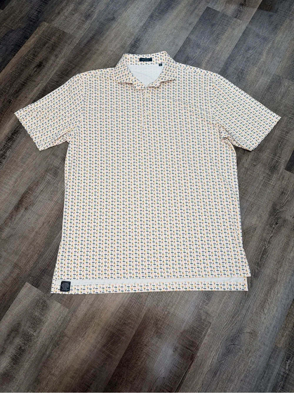 Turtleson Sailboat Print Performance Polo Men’s Large Golf Stretch Shirt